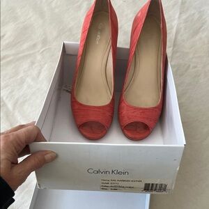 Calvin Klein Women's Coral Peep Toe Heels
